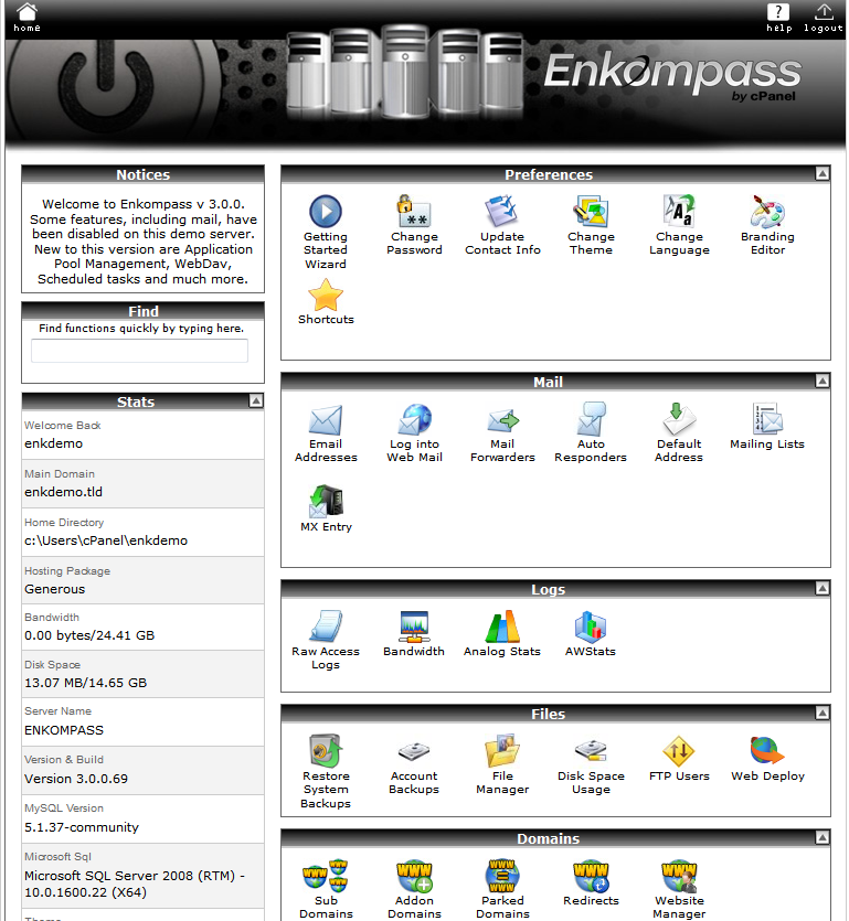 enkompass controlpanel