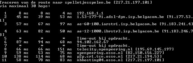 hosting provider achterhalen via tracert