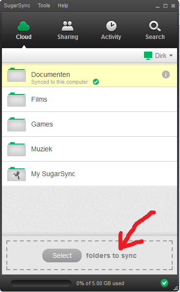 Sugarsync bestanden synchroniseren